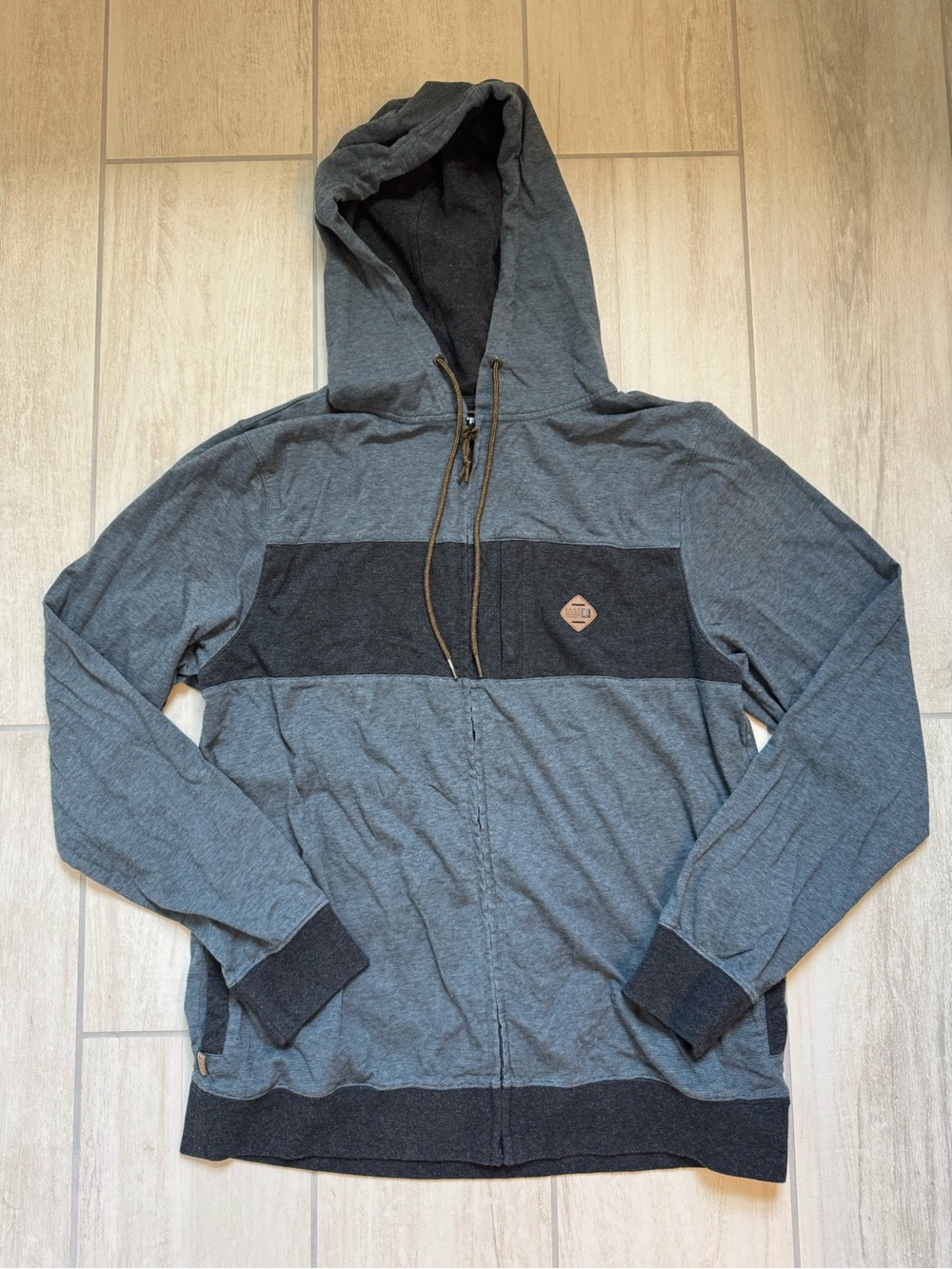 Men's Zip Hoodie Sweatshirt in Charcoal Gray with Black Panel